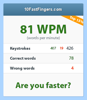 Words per Minute with the Microsoft Keyboard